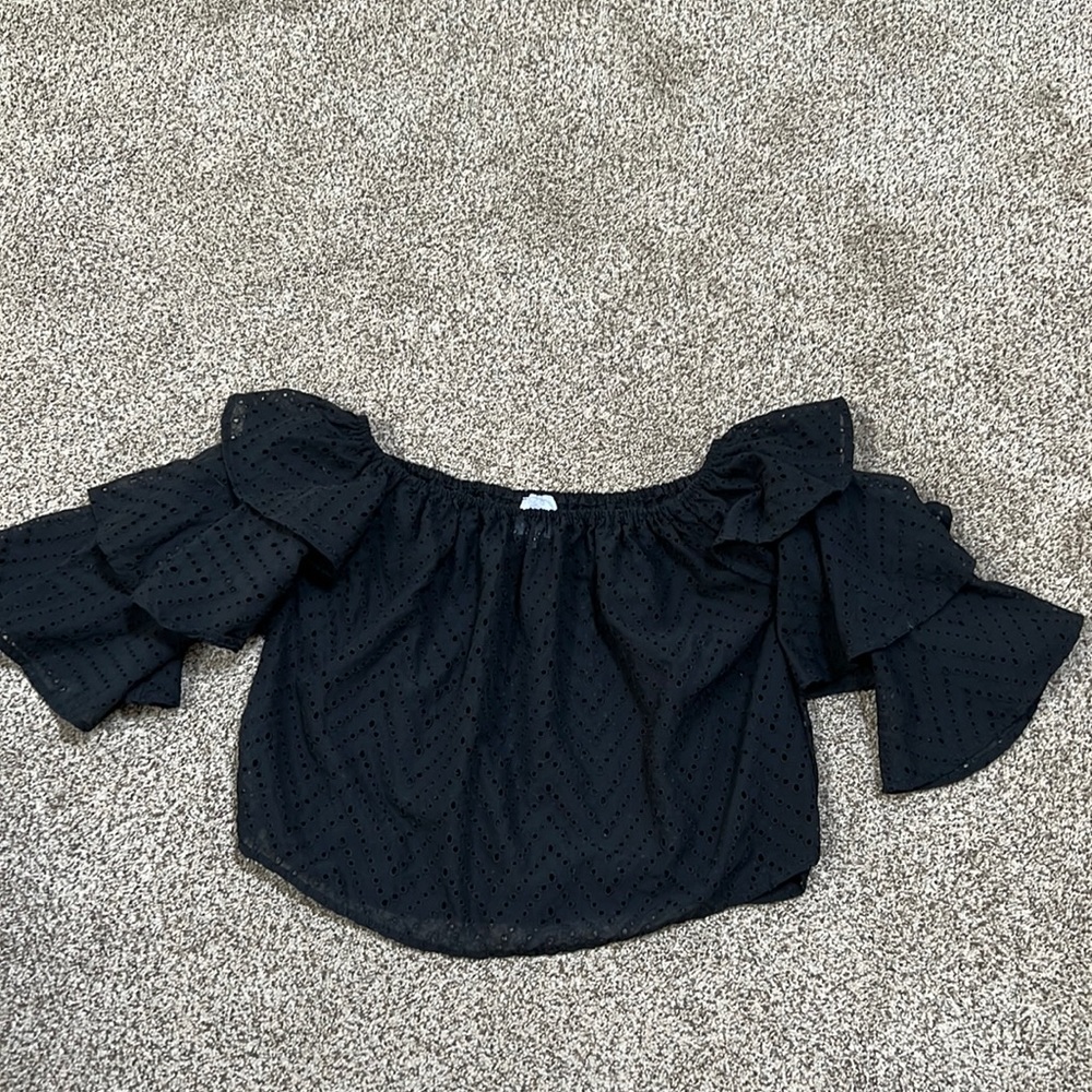 Muche et Muchette - Black Off Shoulder Crop Top